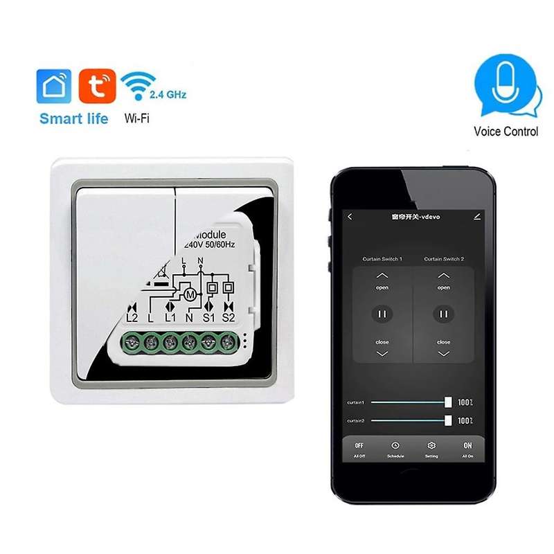Tuya Smart Wifi Curtain Module Blind Switch, 2 Gang