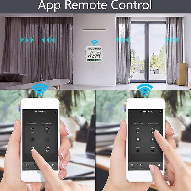 Tuya Smart Wifi Curtain Module Blind Switch, 2 Gang