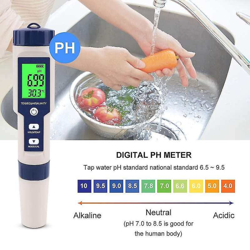Digital Water Tester 5 In 1 Multi-function Meter, Backlighting