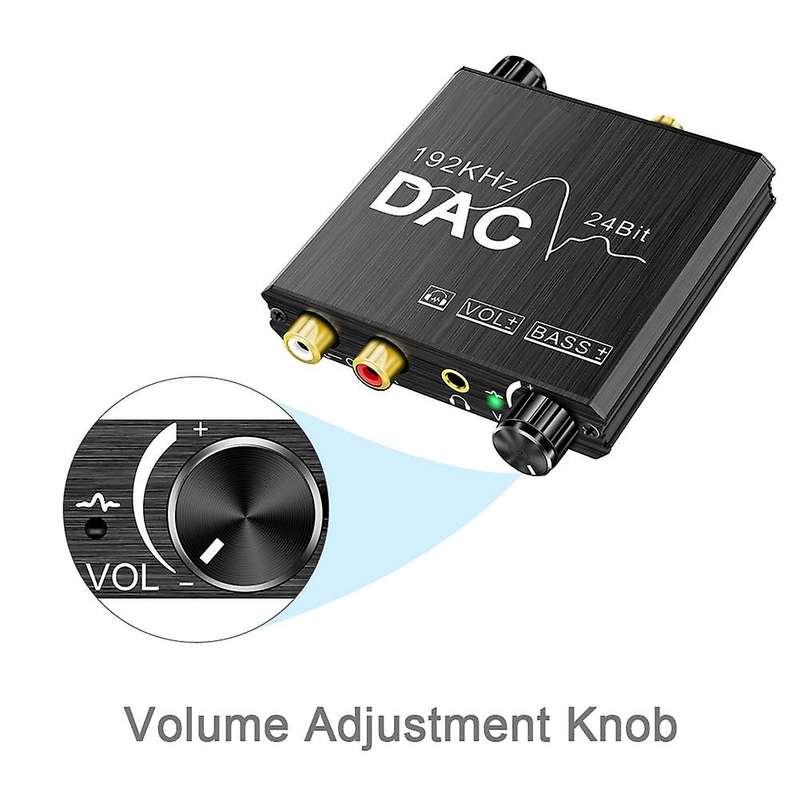 192khz Digital to Analog Audio Converter with Bass &volume Adjustment