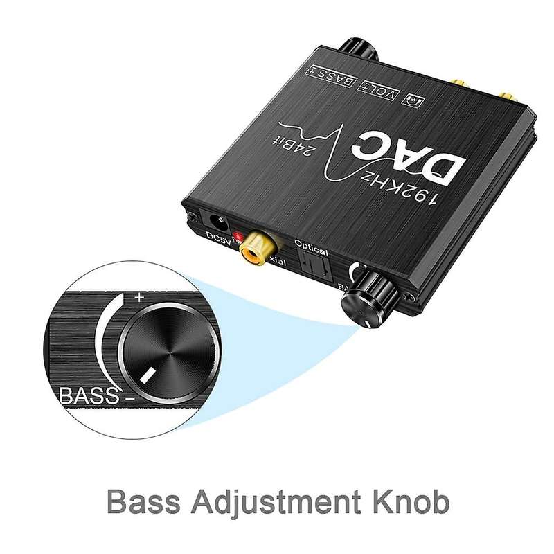 192khz Digital to Analog Audio Converter with Bass &volume Adjustment