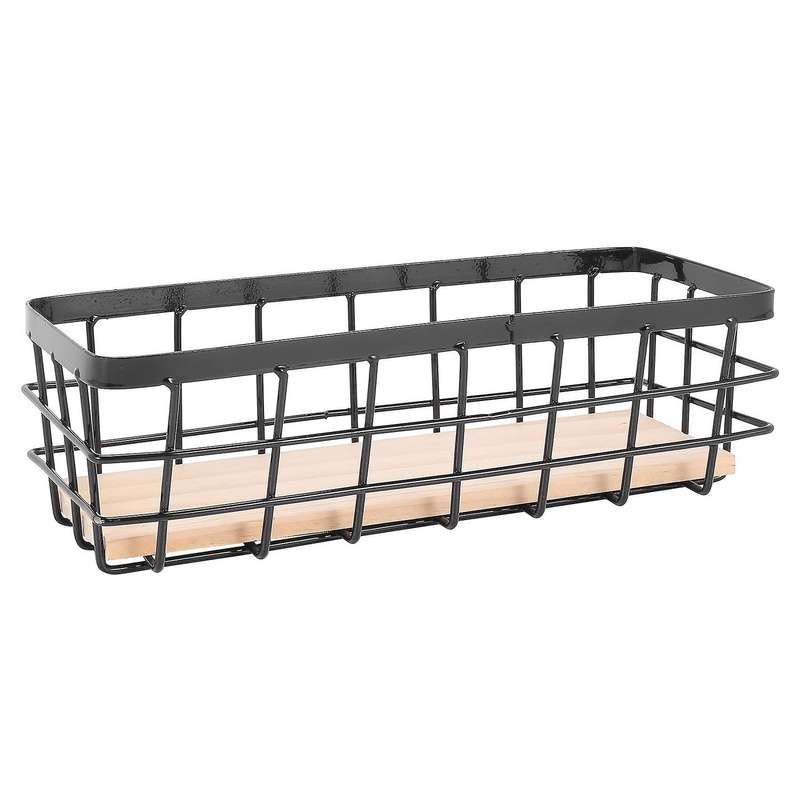 2x Iron Storage Holders Storage Shelf Wall Hanging Storage Box -black