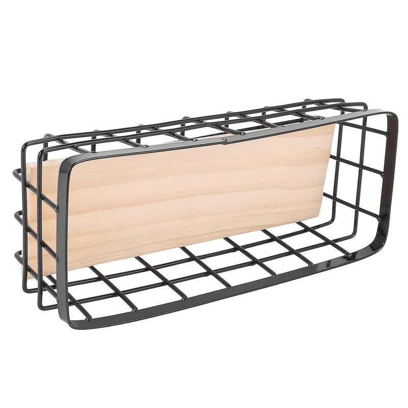 2x Iron Storage Holders Storage Shelf Wall Hanging Storage Box -black