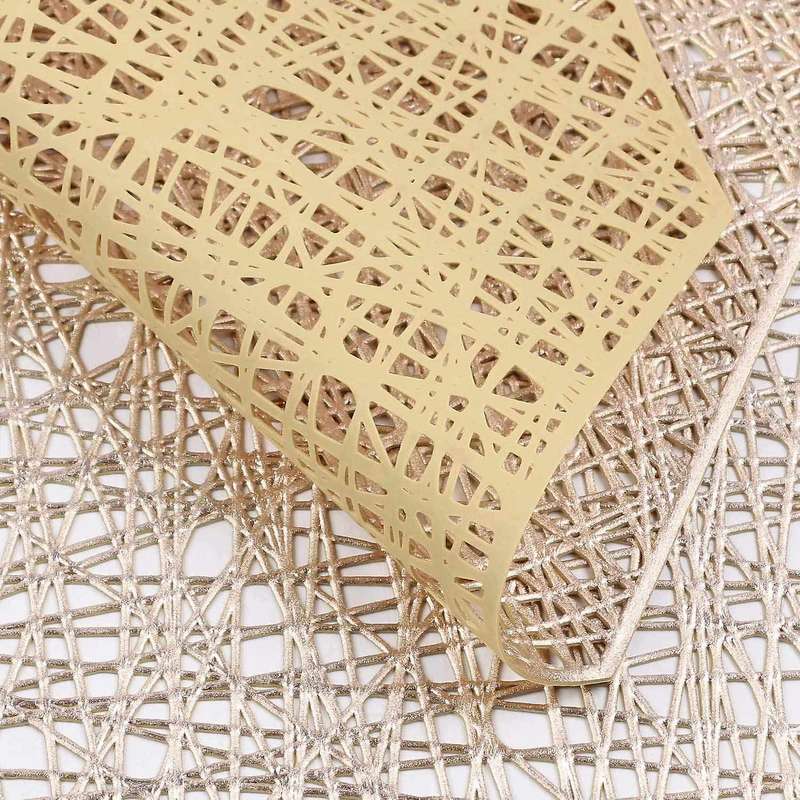 Set Of 6 Place Mats Octagonal Non Slip for Dinner Table (gold)