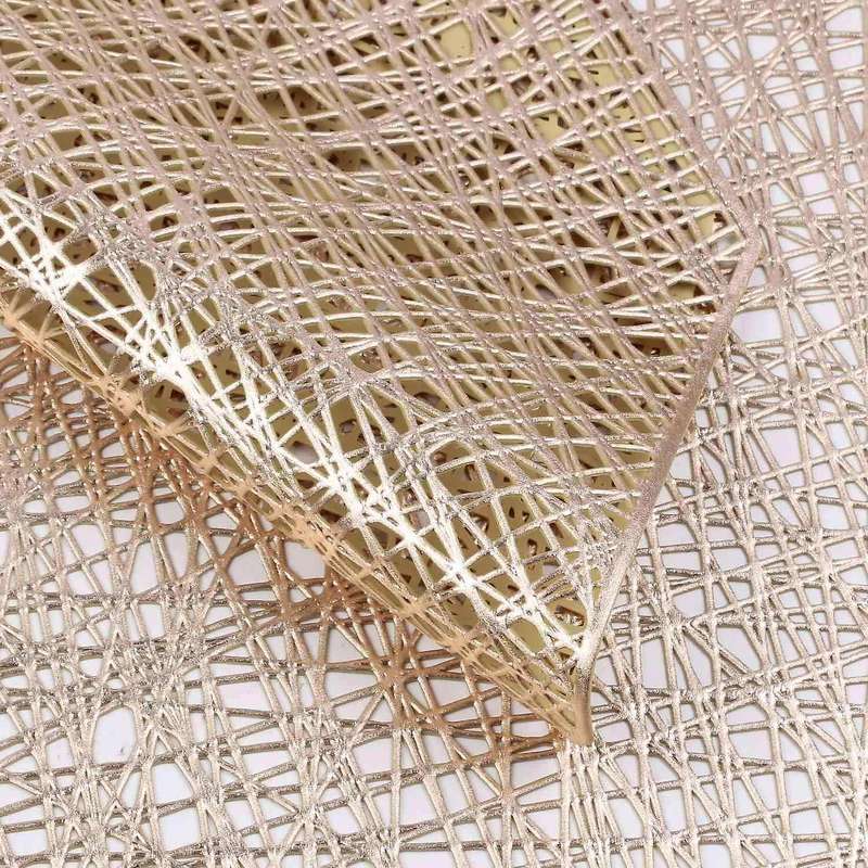 Set Of 6 Place Mats Octagonal Non Slip for Dinner Table (gold)