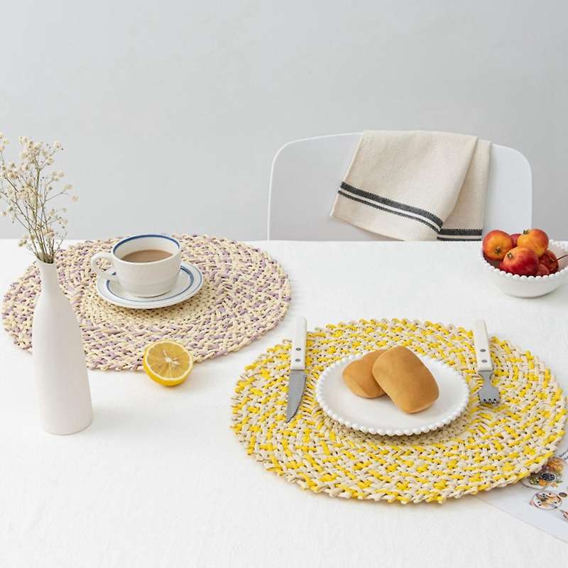 Handmade Paper Woven Round Place Mats Paper Fiber Table Placemats