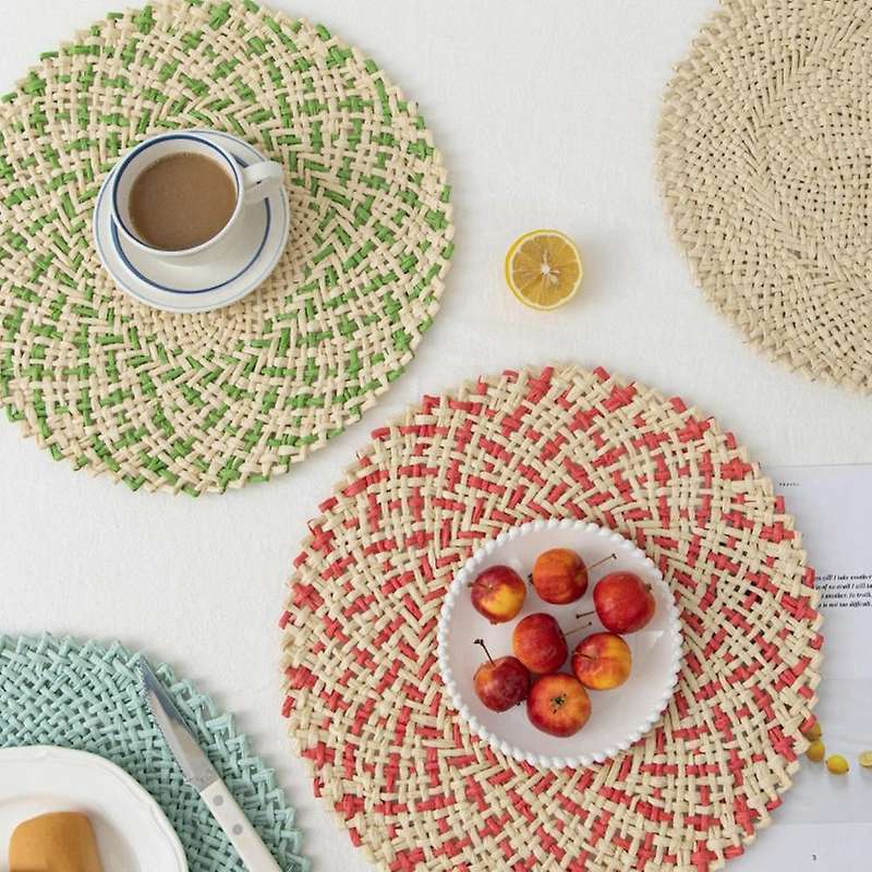Handmade Paper Woven Round Place Mats Paper Fiber Table Placemats