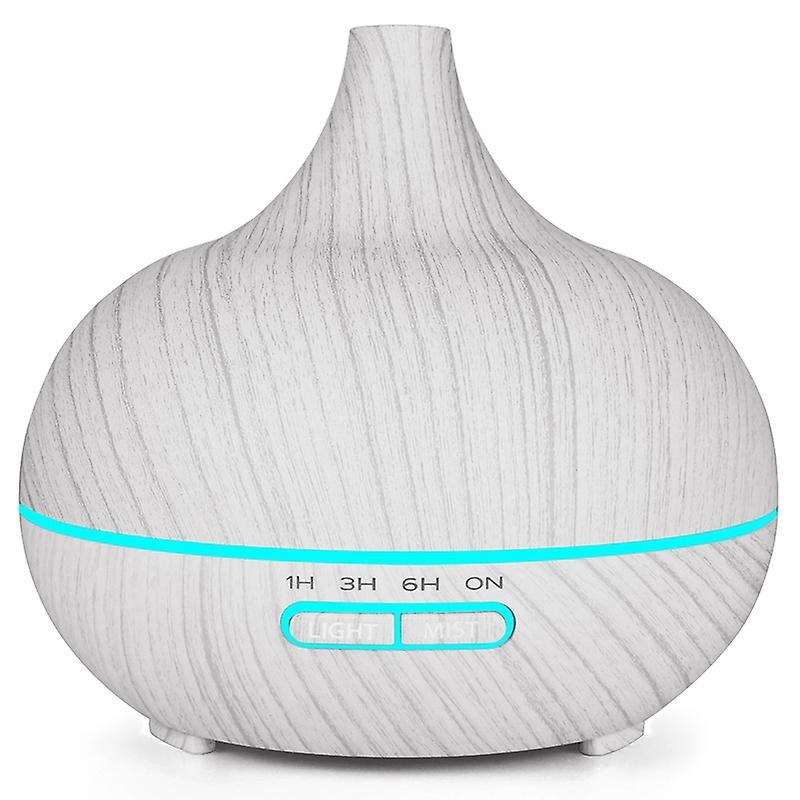 400ml Humidifier Aroma White Wood Grain 7 Colors Lights Eu Plug