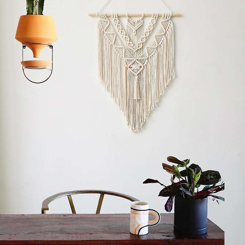 Macrame Woven Wall Hanging, Boho Chic Home Decoration Art for Bedroom