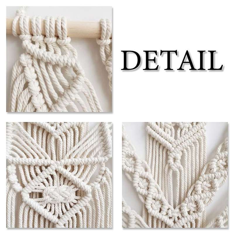 Macrame Woven Wall Hanging, Boho Chic Home Decoration Art for Bedroom