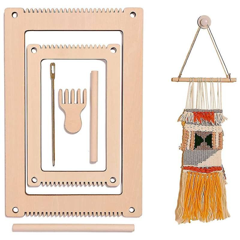 Mini Loom with Knitting Needles Wooden Diy Loom for Kids, Small