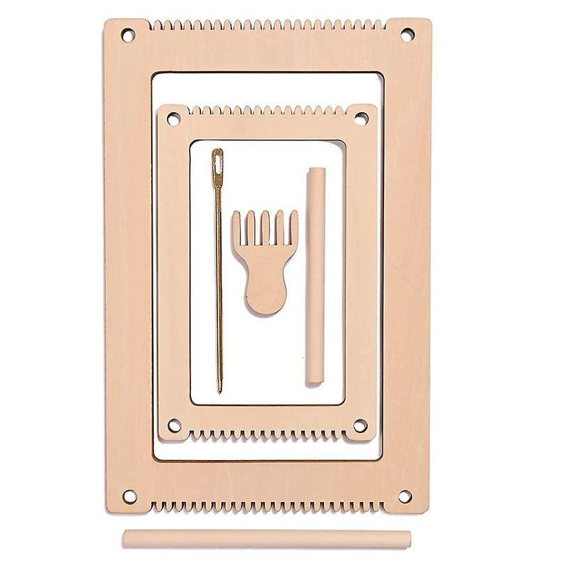 Mini Loom with Knitting Needles Wooden Diy Loom for Kids, Small