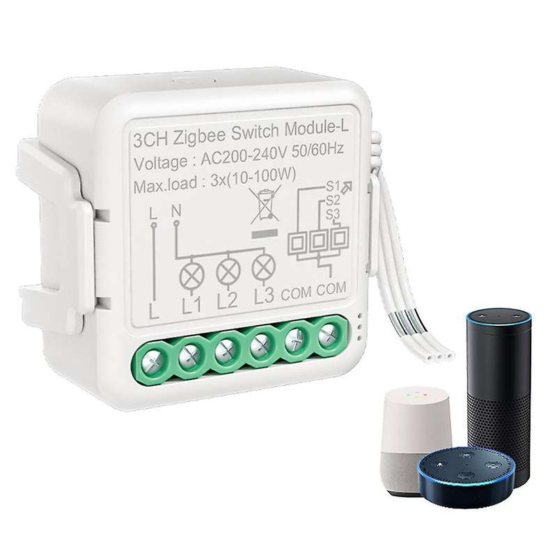 Tuya Zigbee Light Switch Module No Neutral Wire, 2 Way (3 Gang)