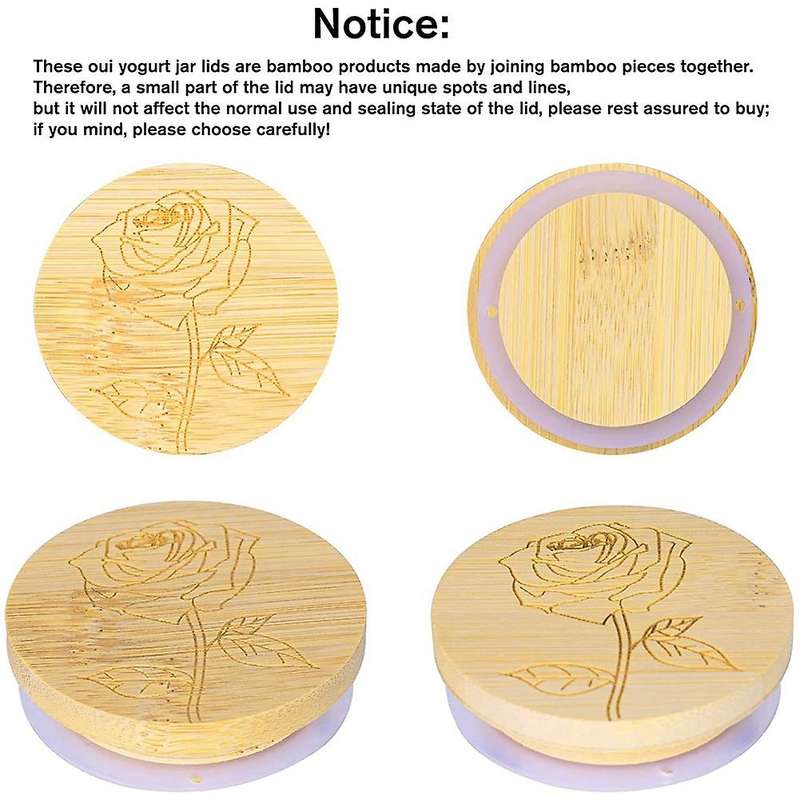 12 Pack Yogurt Jar Lids Set, Bamboo Lids That for Perfect Sealing