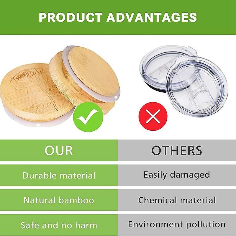 12 Pack Yogurt Jar Lids Set, Bamboo Lids That for Perfect Sealing