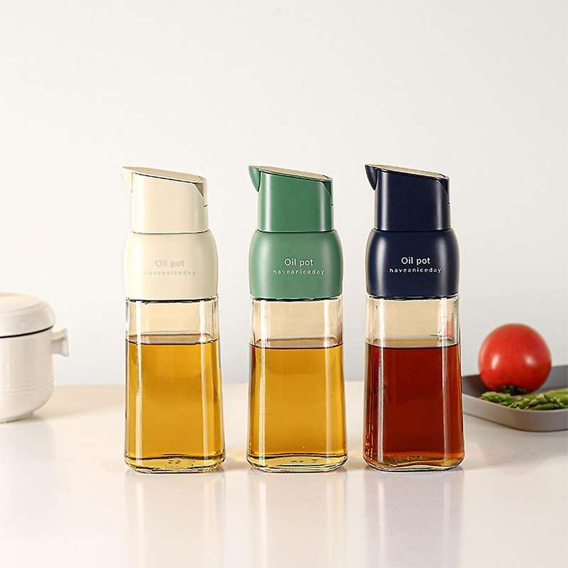 Glass Oil Can Opening & Closing Oil Bottle Container(blue)