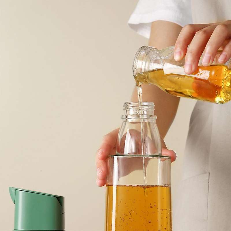 Glass Oil Can Opening & Closing Oil Bottle Container(green)