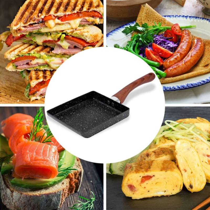 Omelette Pan,non-stick Japanese Tamagoyaki Pan with Handle Gray