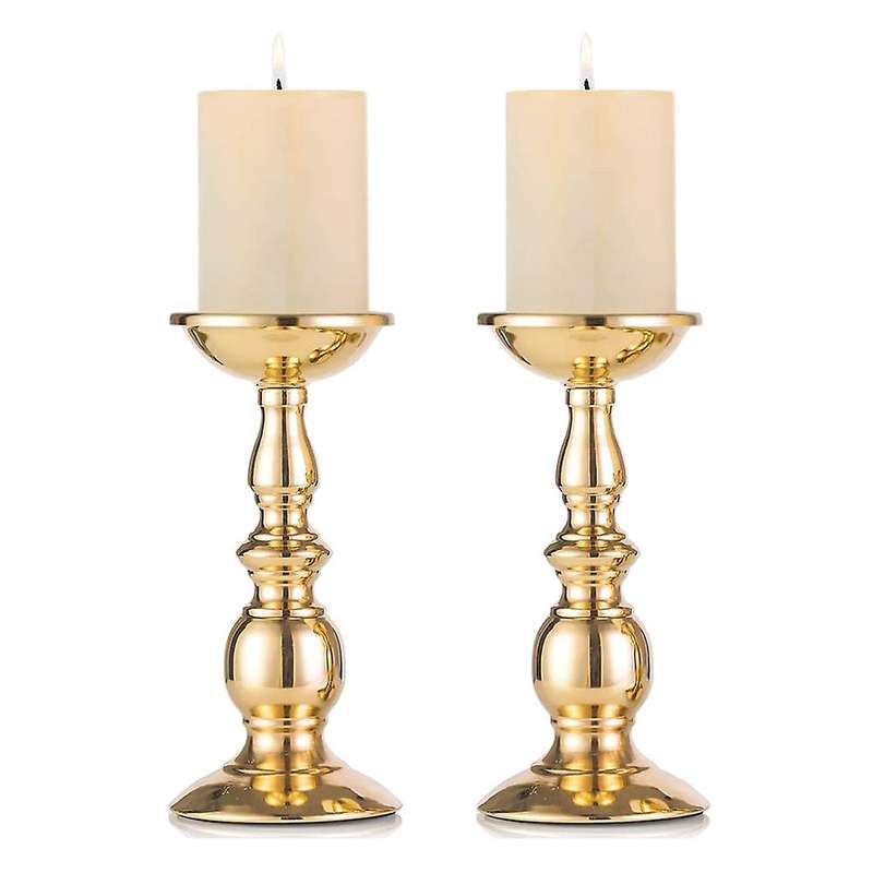 2 Pcs Iron Candle Holders,for Flameless Led Candles,gold (2 X L)