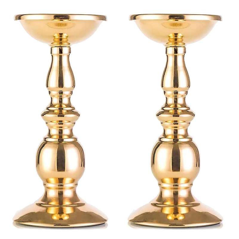 2 Pcs Iron Candle Holders,for Flameless Led Candles,gold (2 X L)