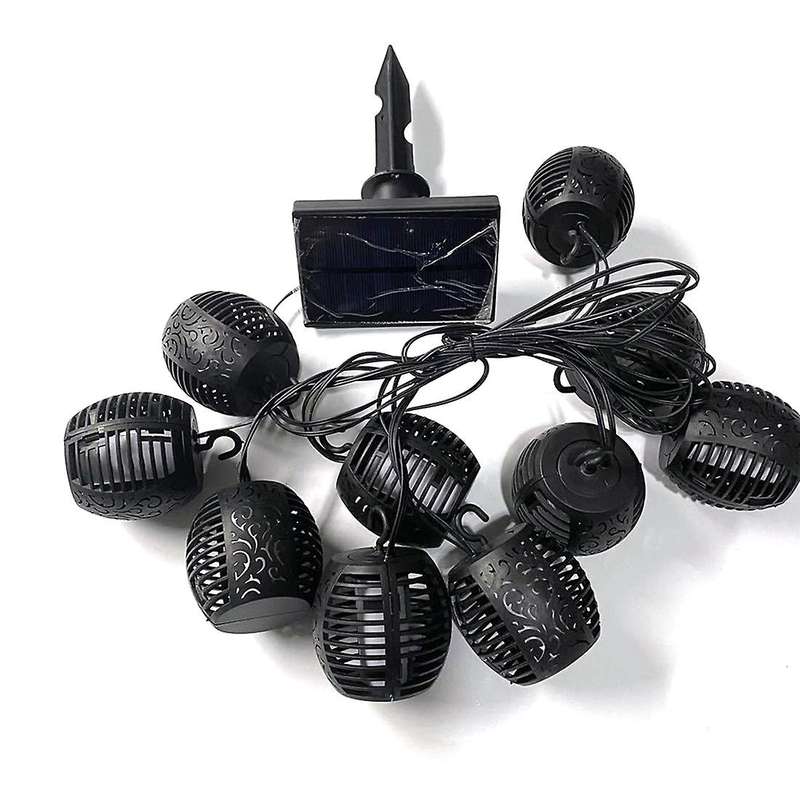 Led Solar Flame Lanterns Outdoors Solar Garden String Lights(10ball)