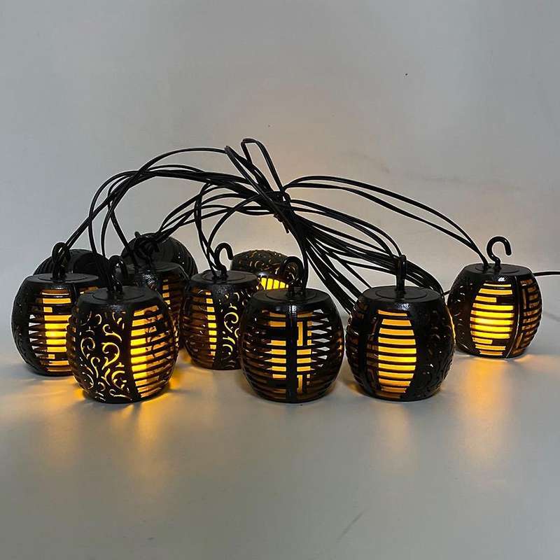 Led Solar Flame Lanterns Outdoors Solar Garden String Lights(10ball)