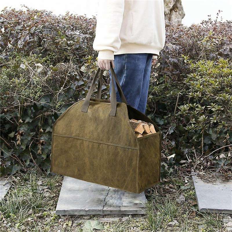 Log Storage Holder Carrier Canvas Firewood Bag Durable Fire Wood Tote