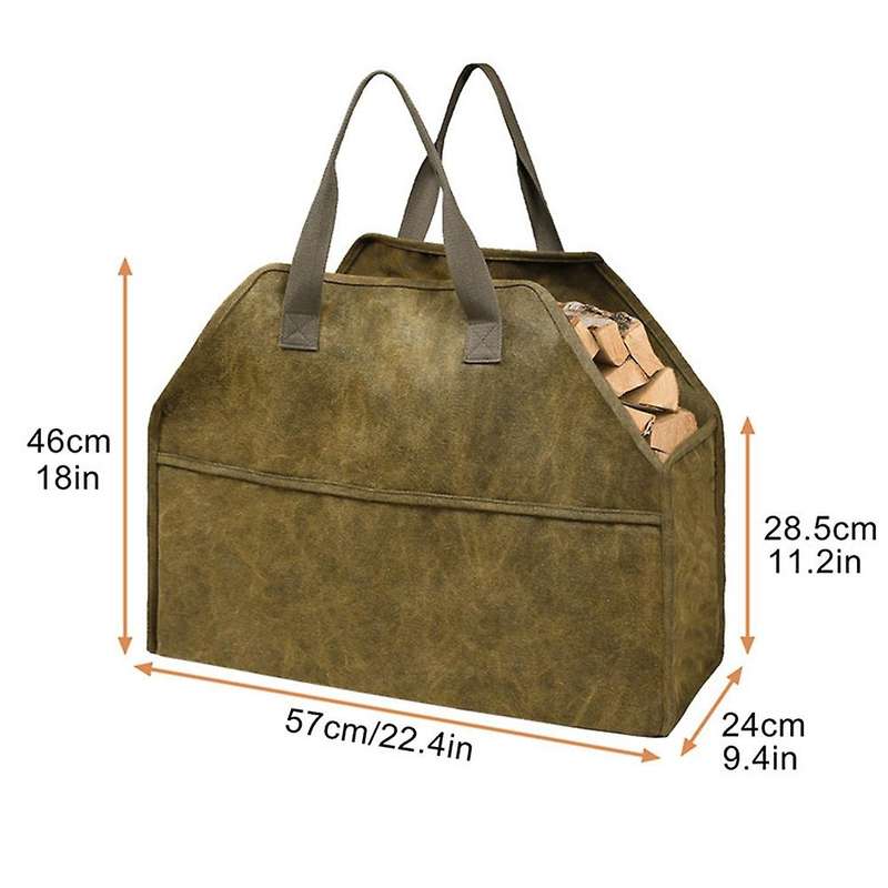 Log Storage Holder Carrier Canvas Firewood Bag Durable Fire Wood Tote