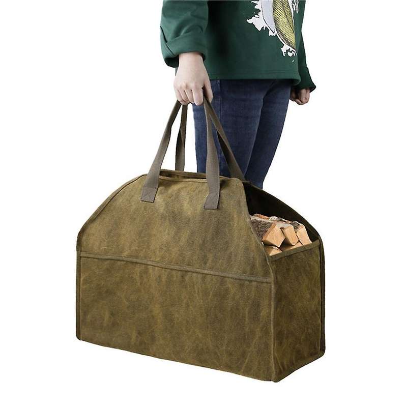 Log Storage Holder Carrier Canvas Firewood Bag Durable Fire Wood Tote