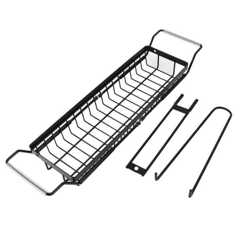 Sink Caddy Sponge Holder Large Xxl, Expandable Drying Rack, Black