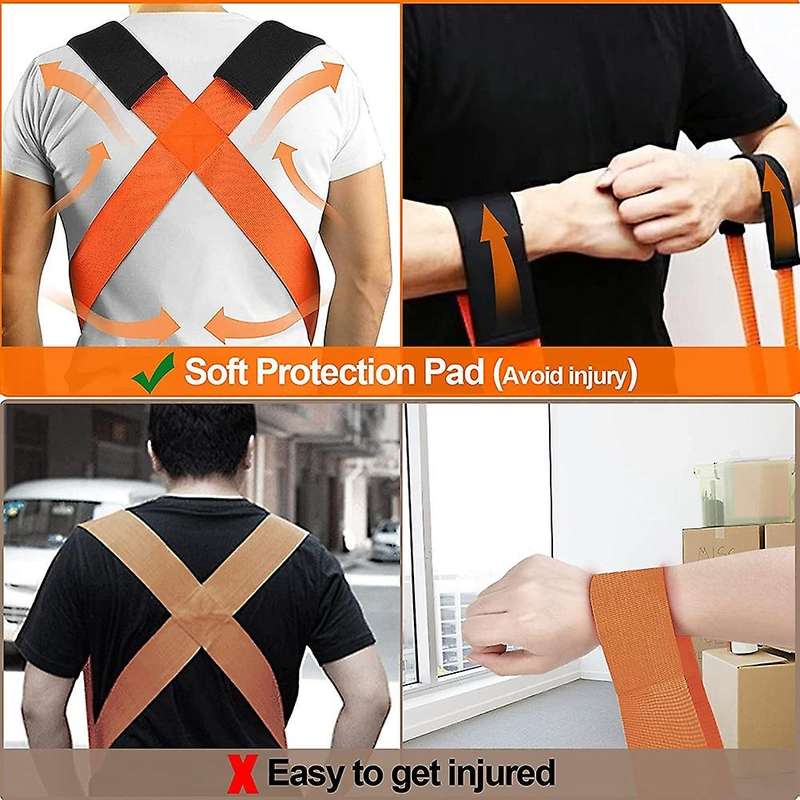 Adjustable Moving Straps, 2-person Shoulder Lifting and Moving System