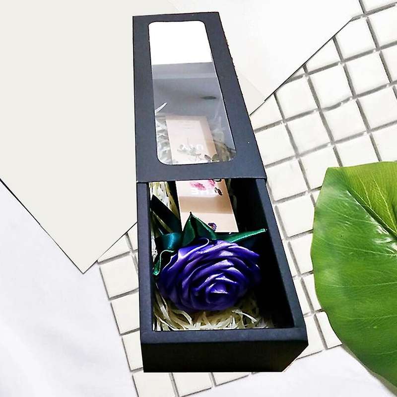 10pcs Pvc Strip Kraft Paper Window Drawer Box Gift Box(black)
