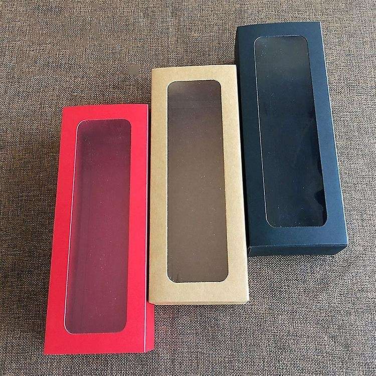 10pcs Pvc Strip Kraft Paper Window Drawer Box Gift Box(black)