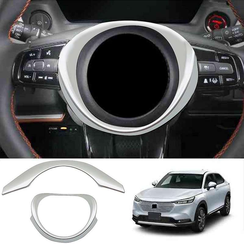2pcs for Honda Vezel Hrv Car Steering Wheel Ring Panel Cover Silver