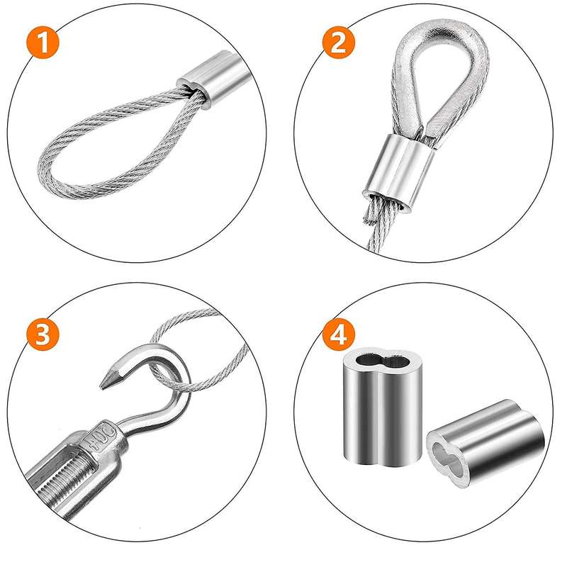 56 Pcs Garden Wire Cable Railing Wire Kits 15m Stainless Steel Wire