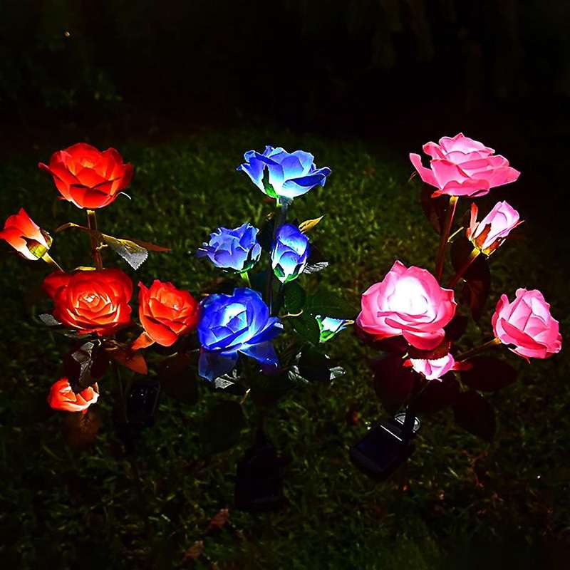 5 Head Head Led Solar Rose Garden Lamp Outdoor for Yard Lawn Path A