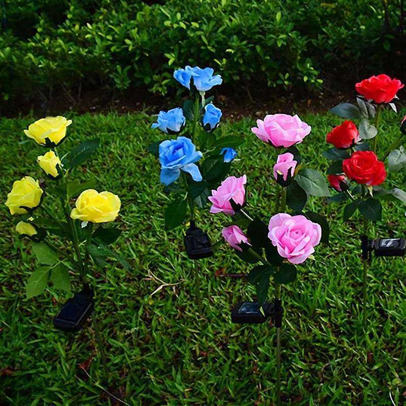 5 Head Head Led Solar Rose Garden Lamp Outdoor for Yard Lawn Path A