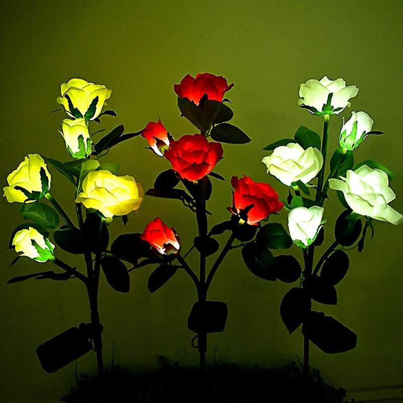 5 Head Head Led Solar Rose Garden Lamp Outdoor for Yard Lawn Path A