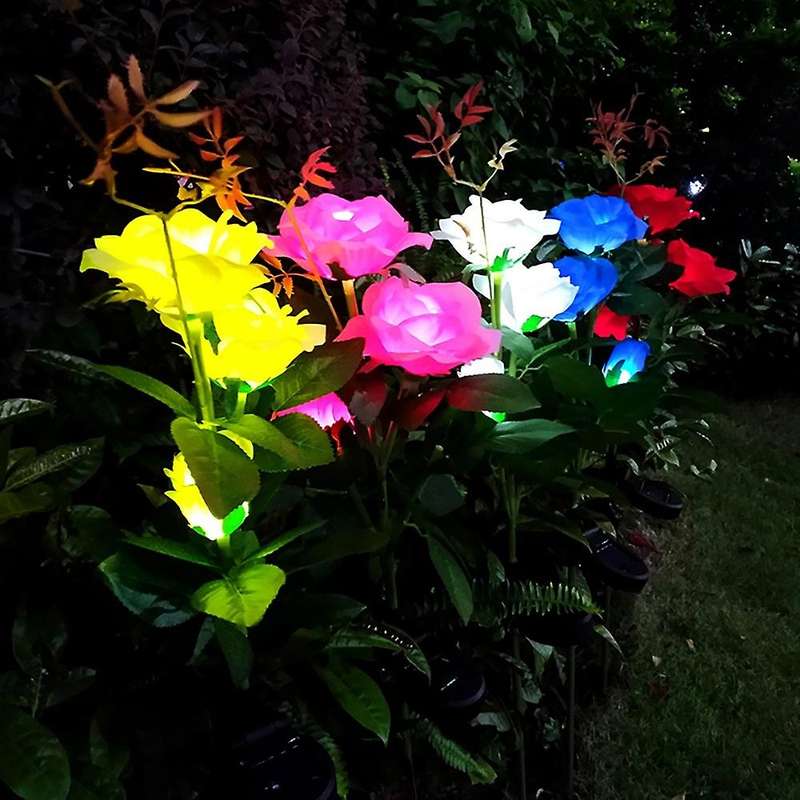 5 Head Head Led Solar Rose Garden Lamp Outdoor for Yard Lawn Path A