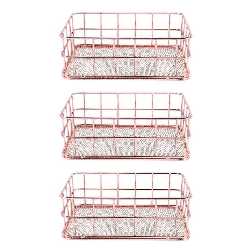 3x Storage Basket Bathroom Shelves Makeup Organiser Storage Basket