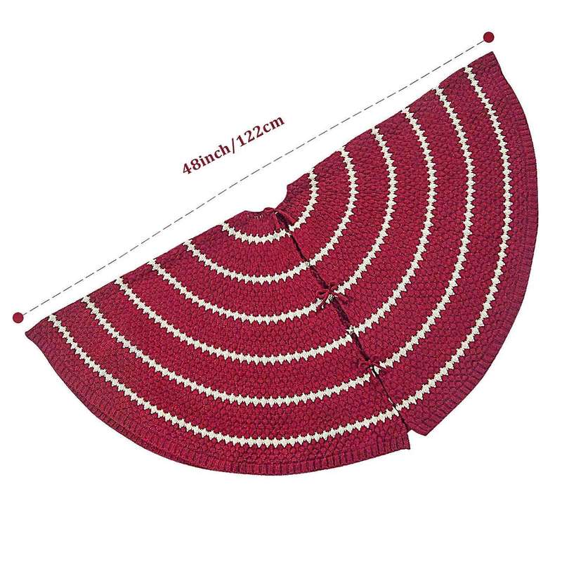 Christmas Tree Skirt, 48 Inches Knitted Xmas Holiday Decoration,red