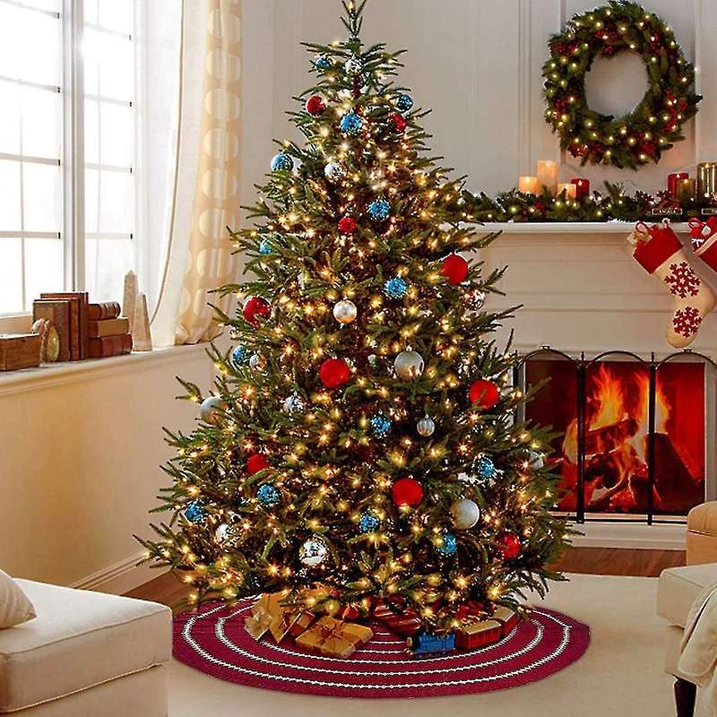Christmas Tree Skirt, 48 Inches Knitted Xmas Holiday Decoration,red