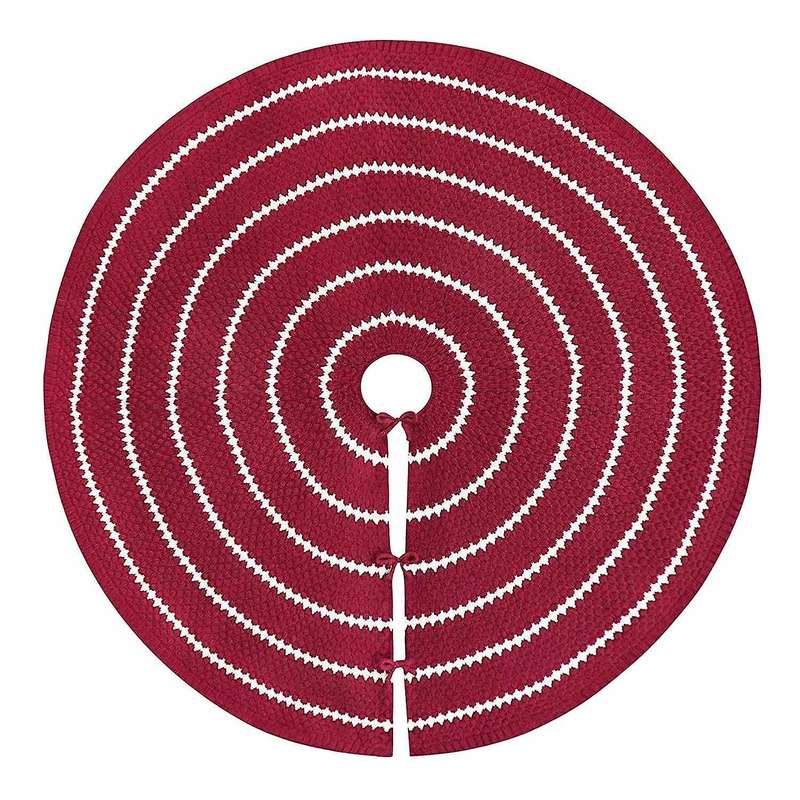 Christmas Tree Skirt, 48 Inches Knitted Xmas Holiday Decoration,red