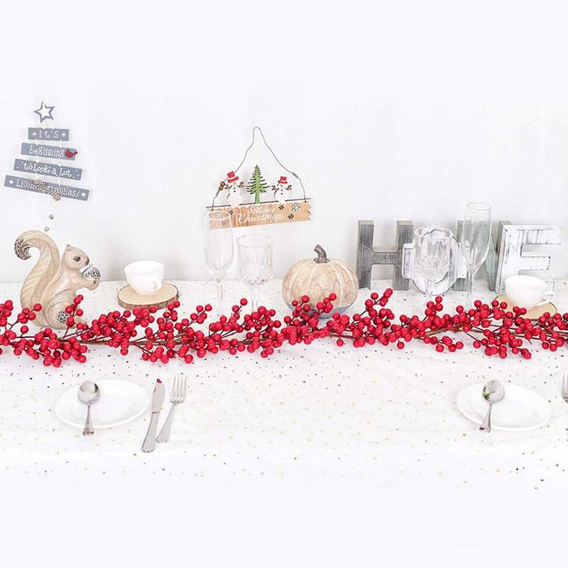 2x 6.39ft Red Berry Christmas Artificial Garland for Christmas Decor