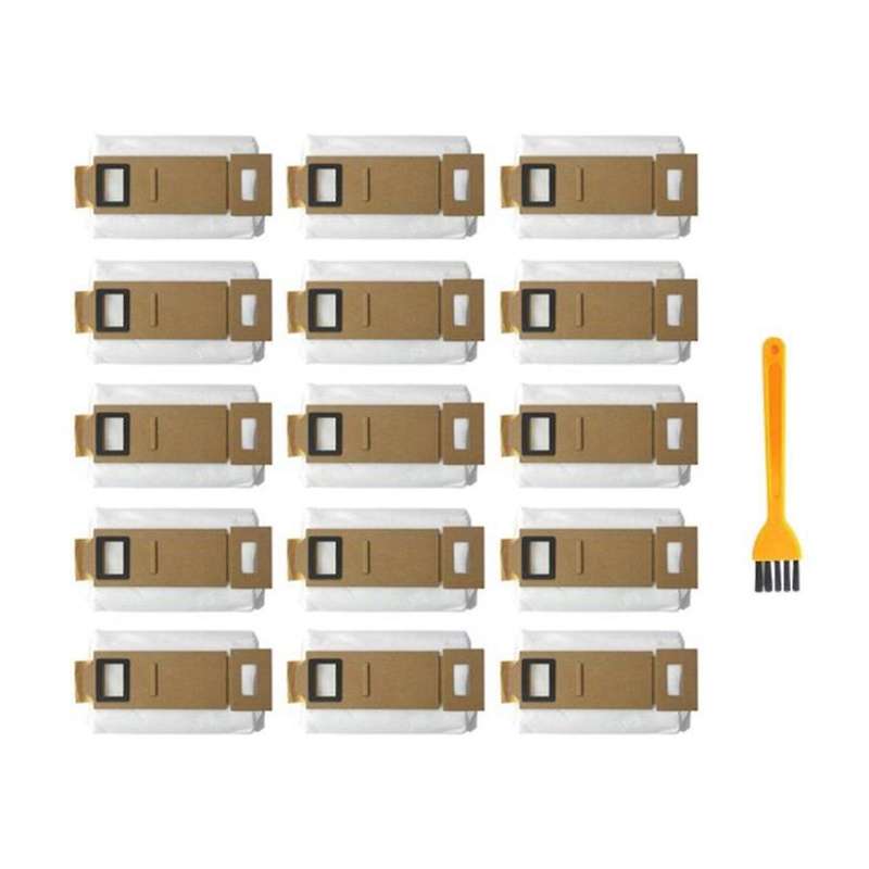 15 Pack Vacuum Bag with Brush for Roborock S7 Dust Bag Replacement