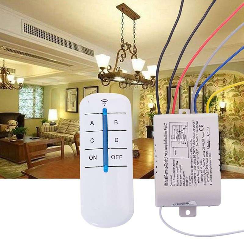 4x 4 Way Light Digital Wireless Remote Control Switch On/off 220v
