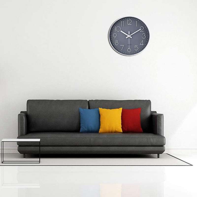14 Inch Non-ticking Wall Clock Silent Battery Operated Clock (gray)