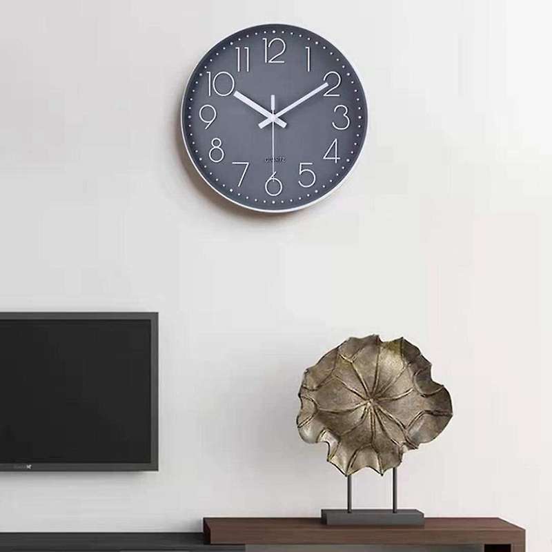 14 Inch Non-ticking Wall Clock Silent Battery Operated Clock (gray)