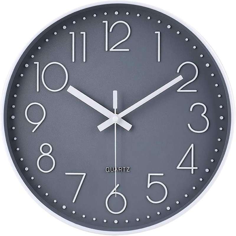 14 Inch Non-ticking Wall Clock Silent Battery Operated Clock (gray)