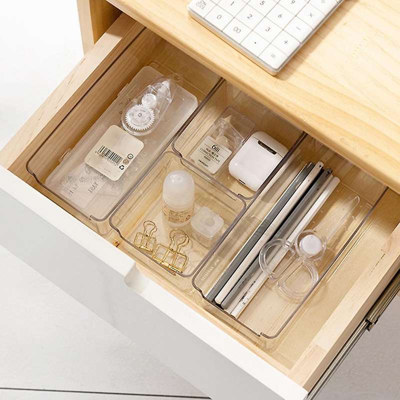 6pcs Clear Drawer Bins Case for Utensil Cosmetic Kitchen Tableware